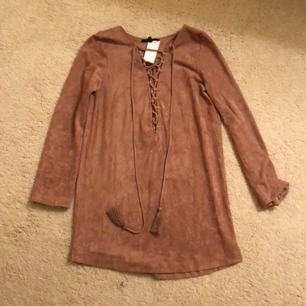 Tan, suede dress